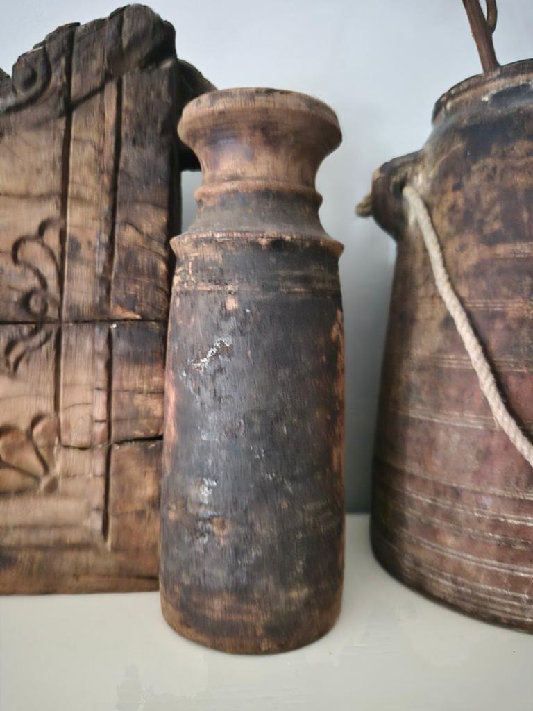 Houten kruik Aura Peeperkorn stijl - Landelijk sober, Huis en Inrichting, Woonaccessoires | Vazen, Ophalen of Verzenden