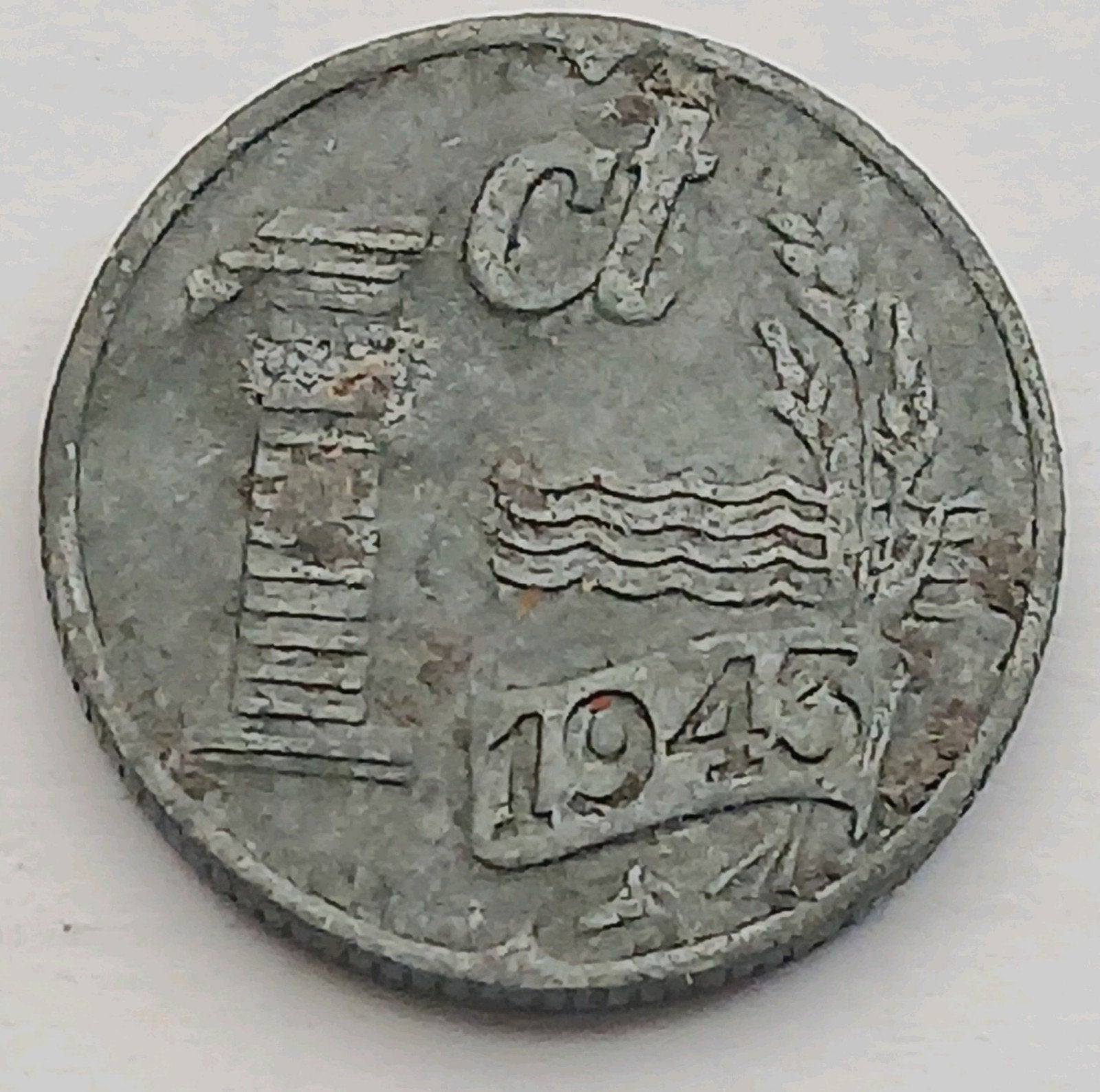 1 Cent 1943 Nederland Oude Munt Nazi Duitsland Derde Rijk, Ophalen of Verzenden, Nederland
