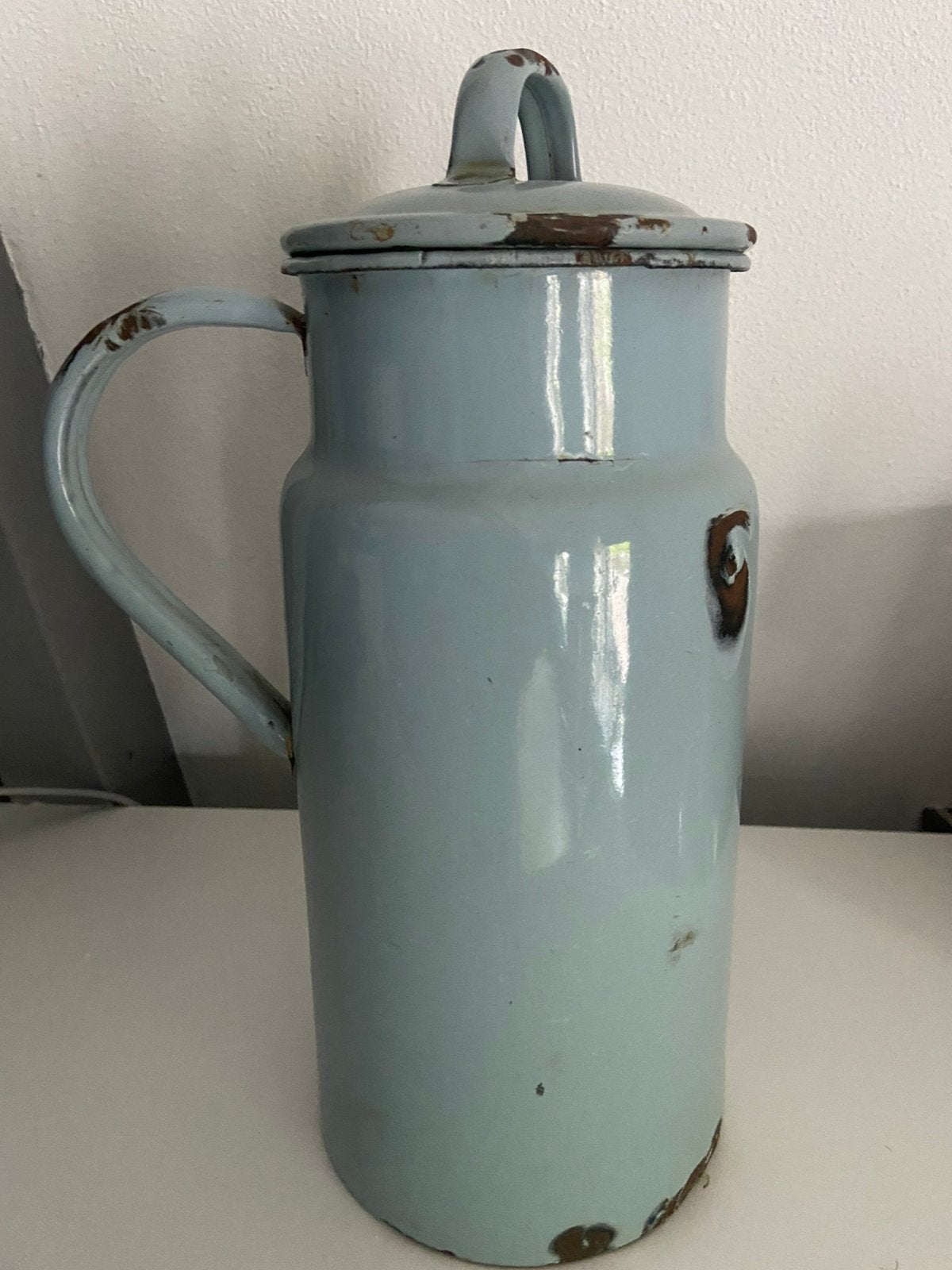 Vintage geëmailleerde melkkan - lichtblauw, Ophalen of Verzenden