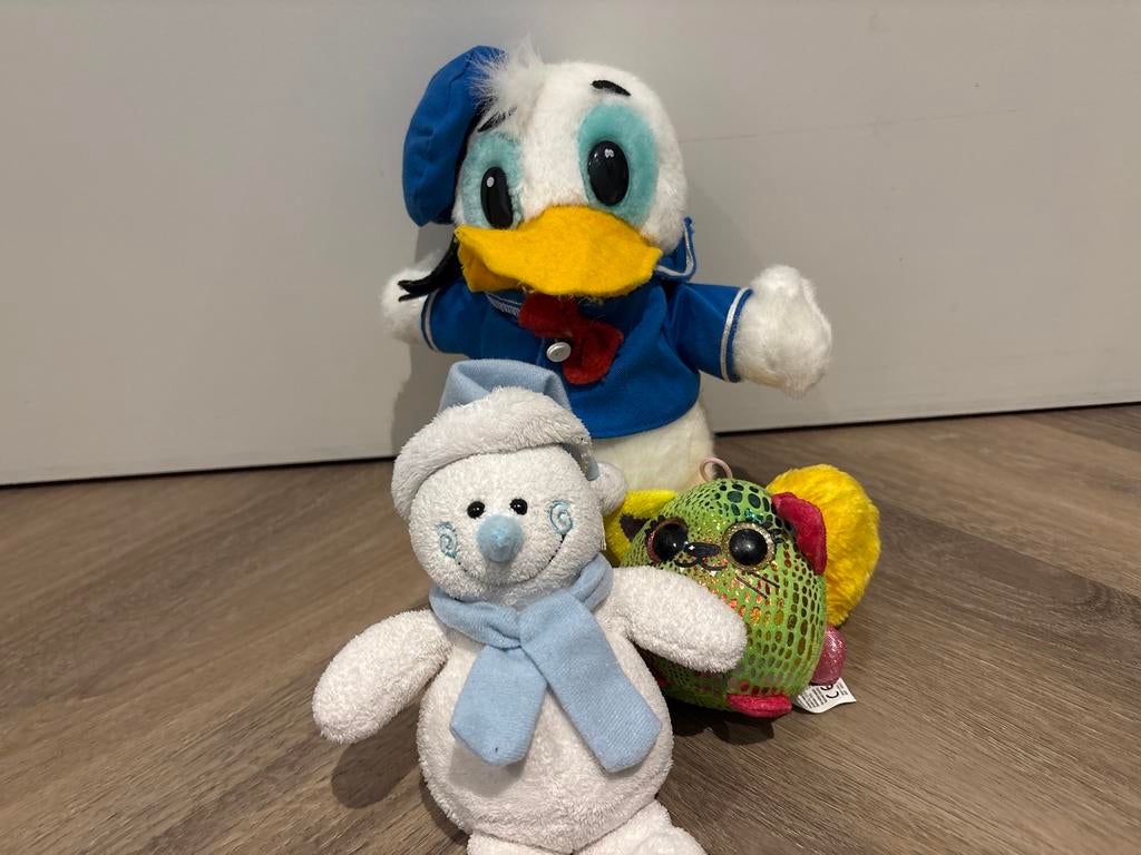 Knuffelbundel: Donald Duck, Sneeuwpop & Groen Beestje, Disney, Disney, Overige typen, Ophalen of Verzenden