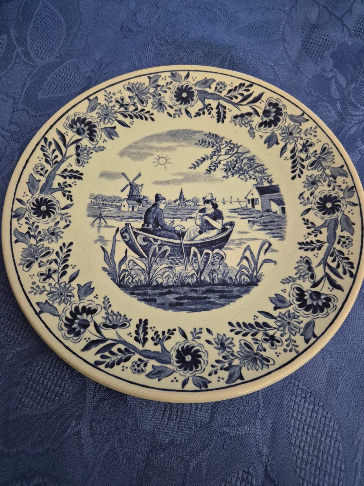 Delfts Blauw Wandbord Boch Belgium - Romantisch Tafereel, Antiek en Kunst, Ophalen of Verzenden