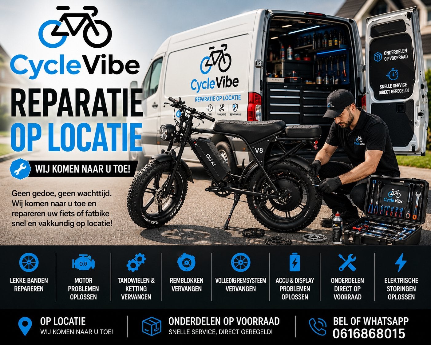 CycleVibe Reparatie op Locatie – Fiets & Fatbike Service, Snelservice, Fietsreparatie
