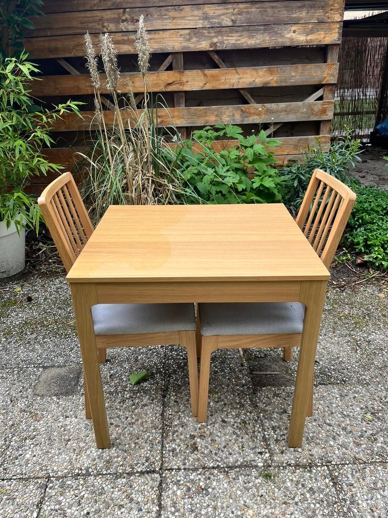 Eettafel (verlengbaar) met 2 stoelen, Huis en Inrichting, Tafels | Eettafels, Ophalen, 100 tot 150 cm, 50 tot 100 cm, Zo goed als nieuw