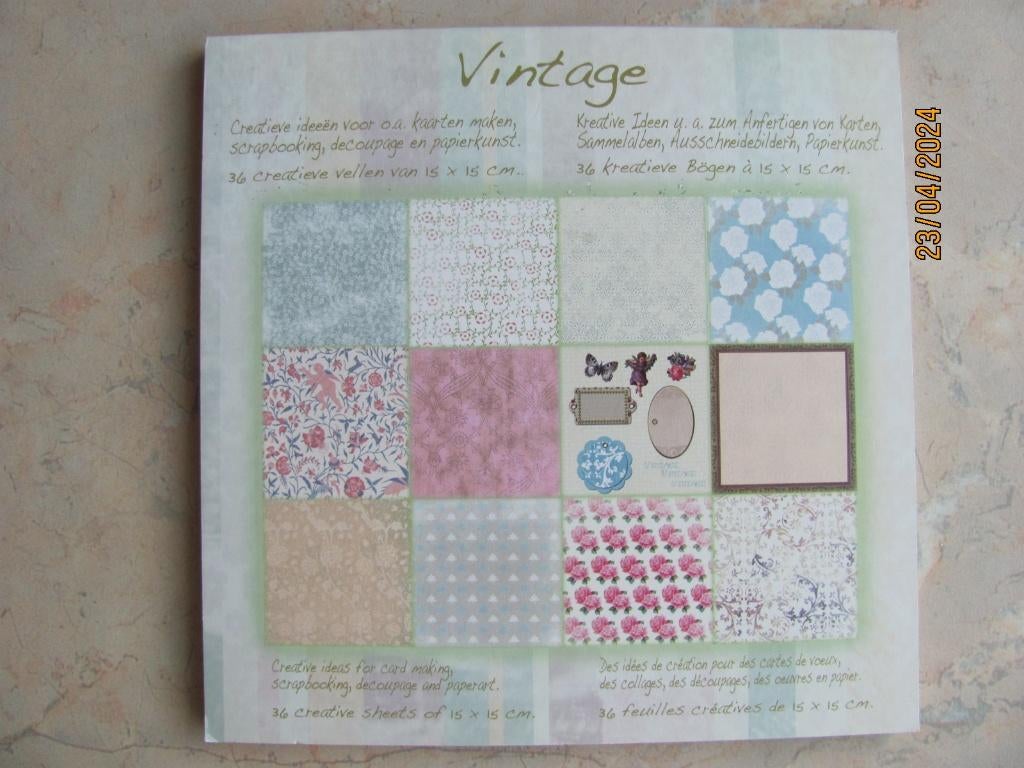 NIEUW papier VINTAGE paperpad PASTEL 12 DESIGNS groen Lente, Ophalen of Verzenden, Nieuw, Overige thema's, Overige typen