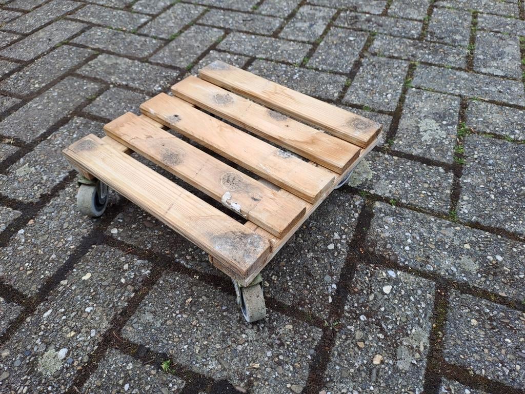 5 x plantentrolley 30x30 cm  Houten plantenroller met wielen, Ophalen of Verzenden, Gebruikt