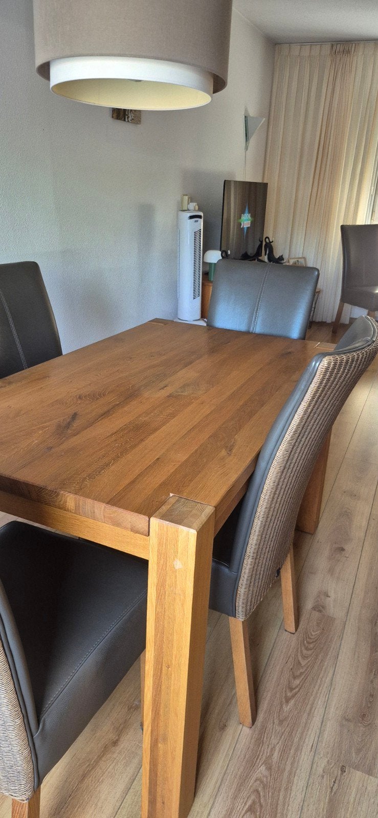 Robuuste eikenhouten eettafel, Ophalen, 100 tot 150 cm, 50 tot 100 cm, Rechthoekig