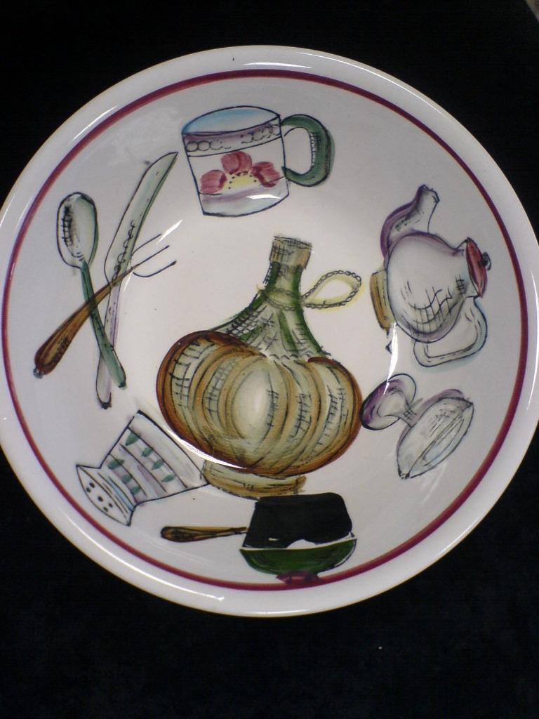 grote ronde fruitschaal met print, Huis en Inrichting, Woonaccessoires | Schalen en Manden, Zo goed als nieuw, Schaal, Rond, Steen of Aardewerk