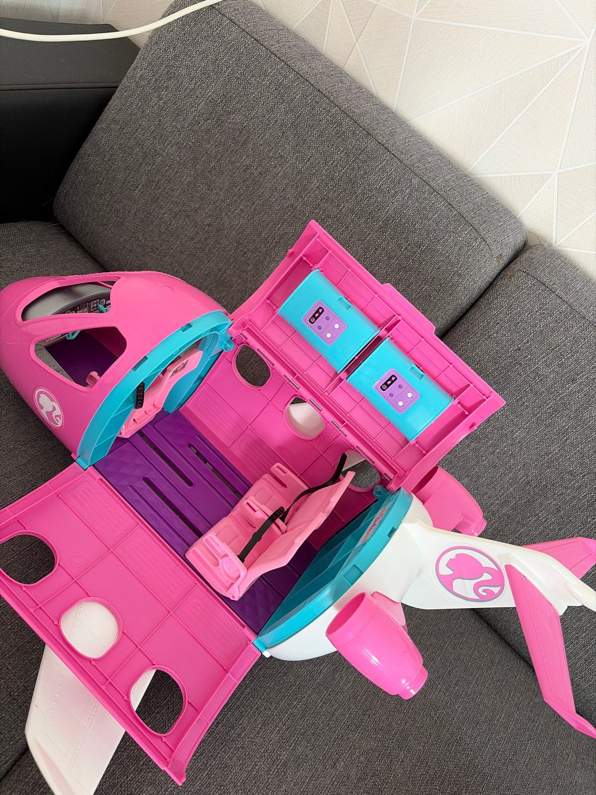 Barbie Vliegtuig Speelset - Roze Droomvliegtuig, Ophalen of Verzenden, Gebruikt