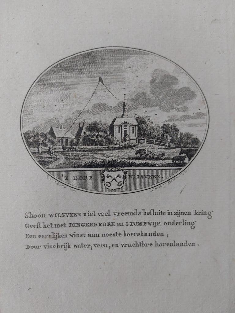 43 / Wilsveen Leidschendam Oleffen & Bakker Gravure uit 1793, Ophalen of Verzenden