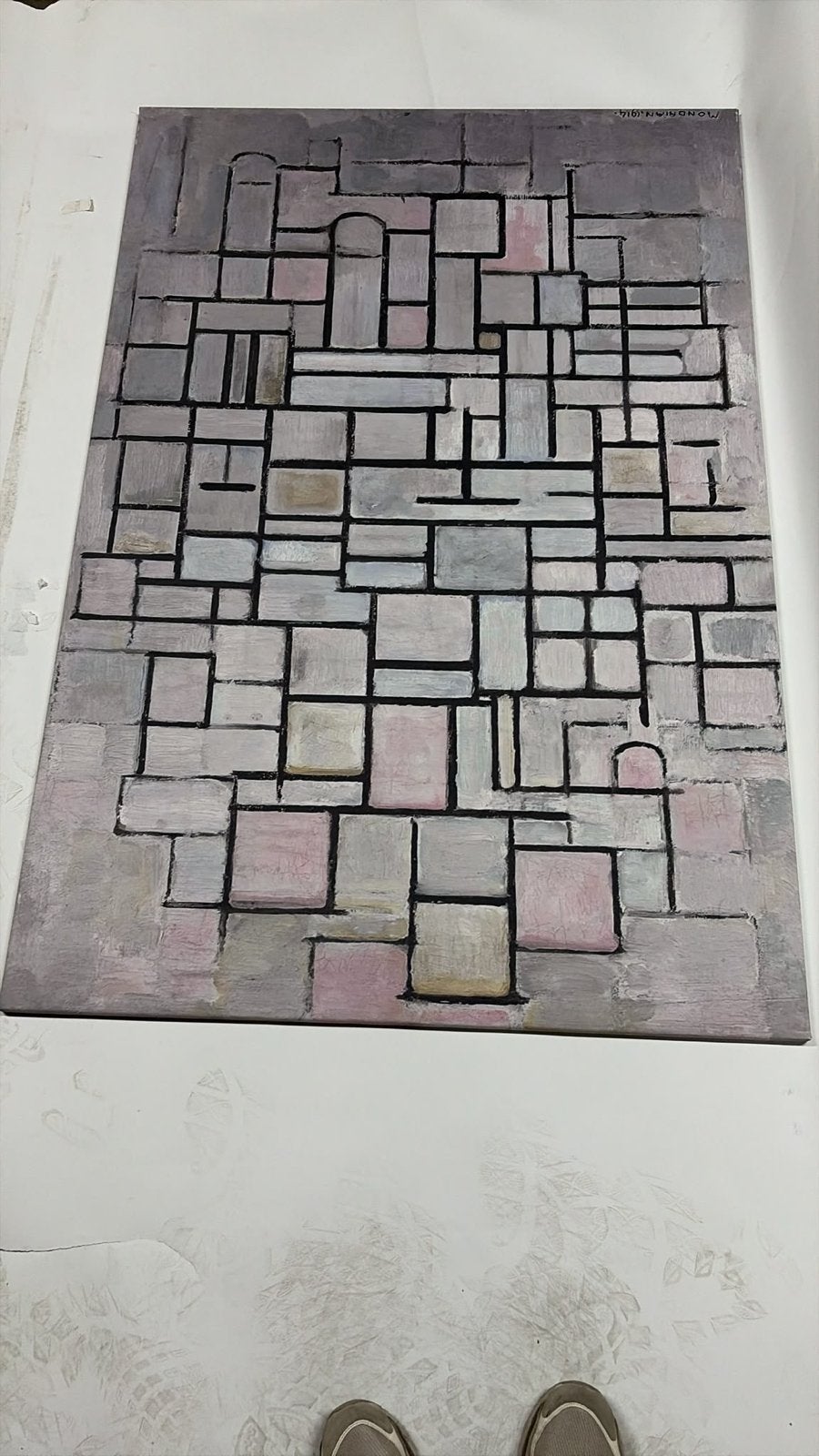 Abstract schilderij in Mondriaan-stijl, 160x100 cm, Ophalen of Verzenden