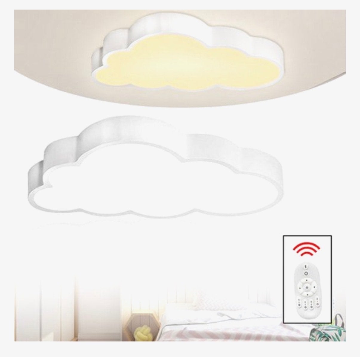 Witte Wolk Plafondlamp met Afstandsbediening, Huis en Inrichting, Lampen | Plafondlampen, Ophalen, Kunststof, Dimbaar, Zo goed als nieuw