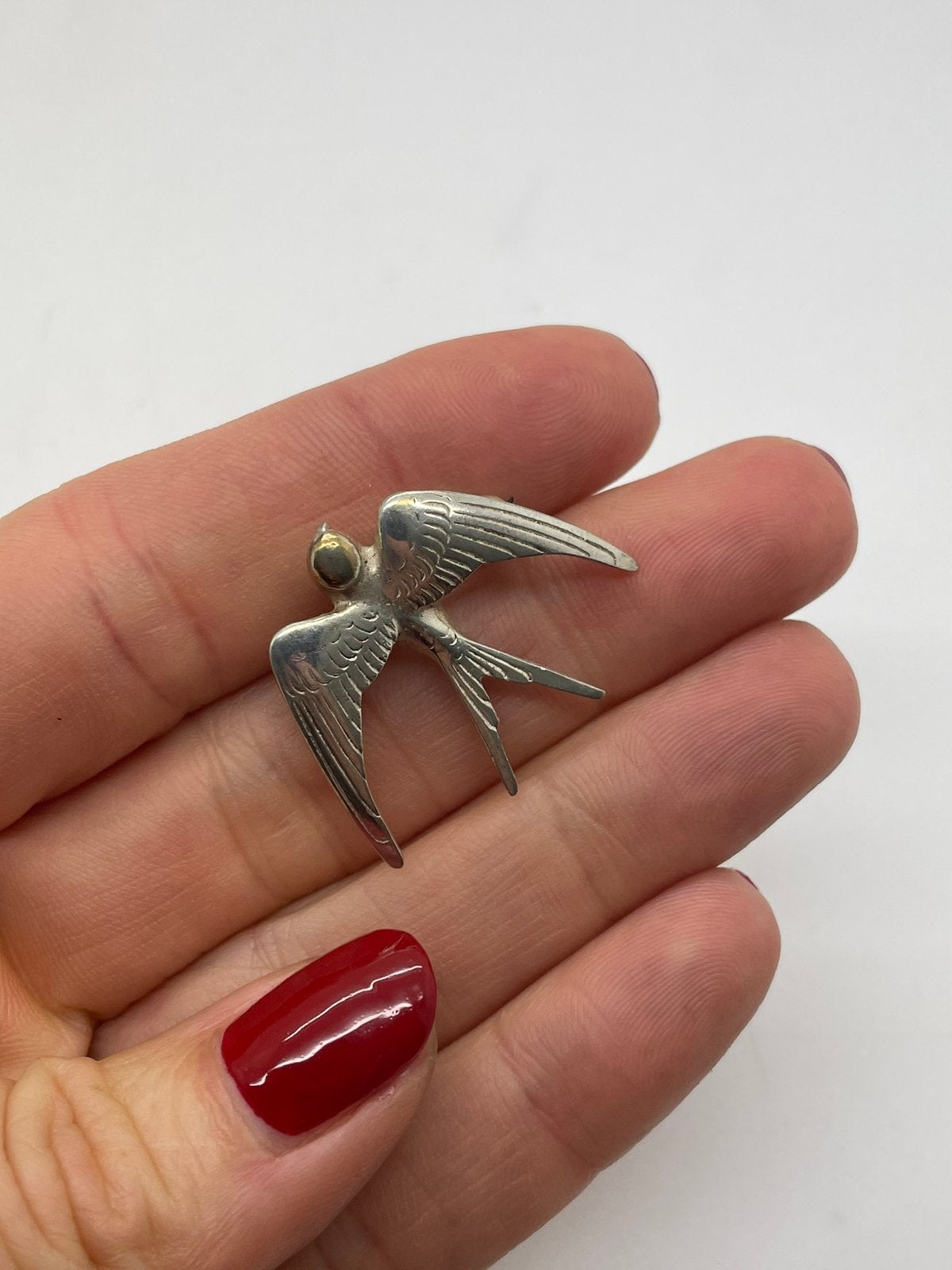 G172 Prachtige zilveren zwaluw broche, Ophalen of Verzenden, Zilver, Broche