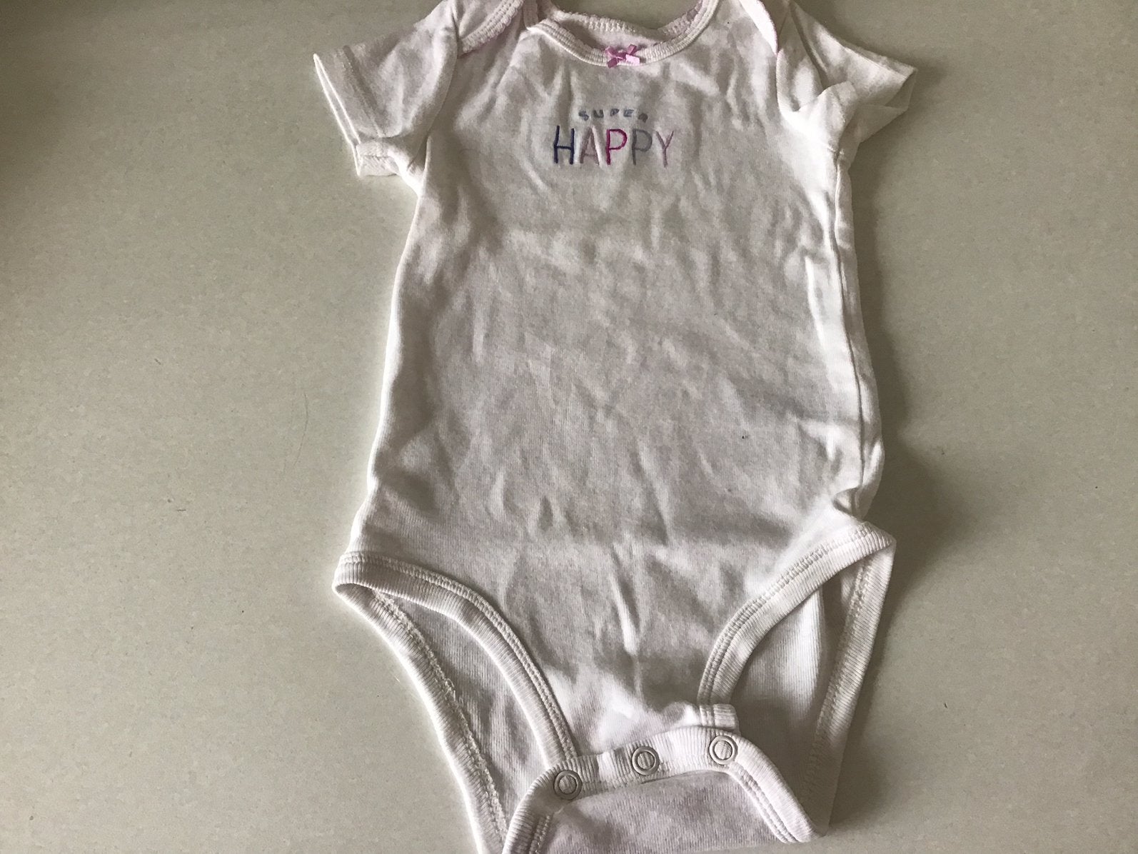 Carter's romper wit met 'Super Happy' opdruk, Ophalen, Zo goed als nieuw, Meisje