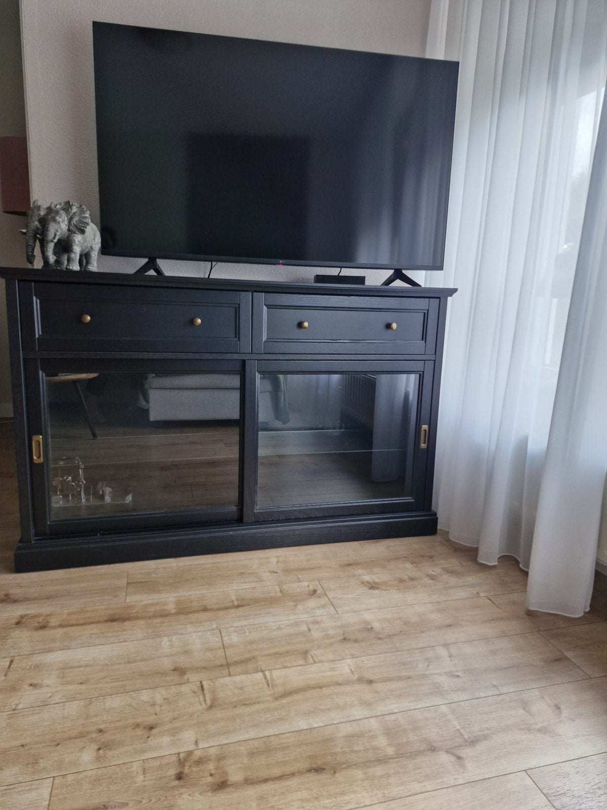 IKEA MALSJÖ dressoir/vitrinekast zwart, Ophalen, Zo goed als nieuw, 25 tot 50 cm, 100 tot 150 cm