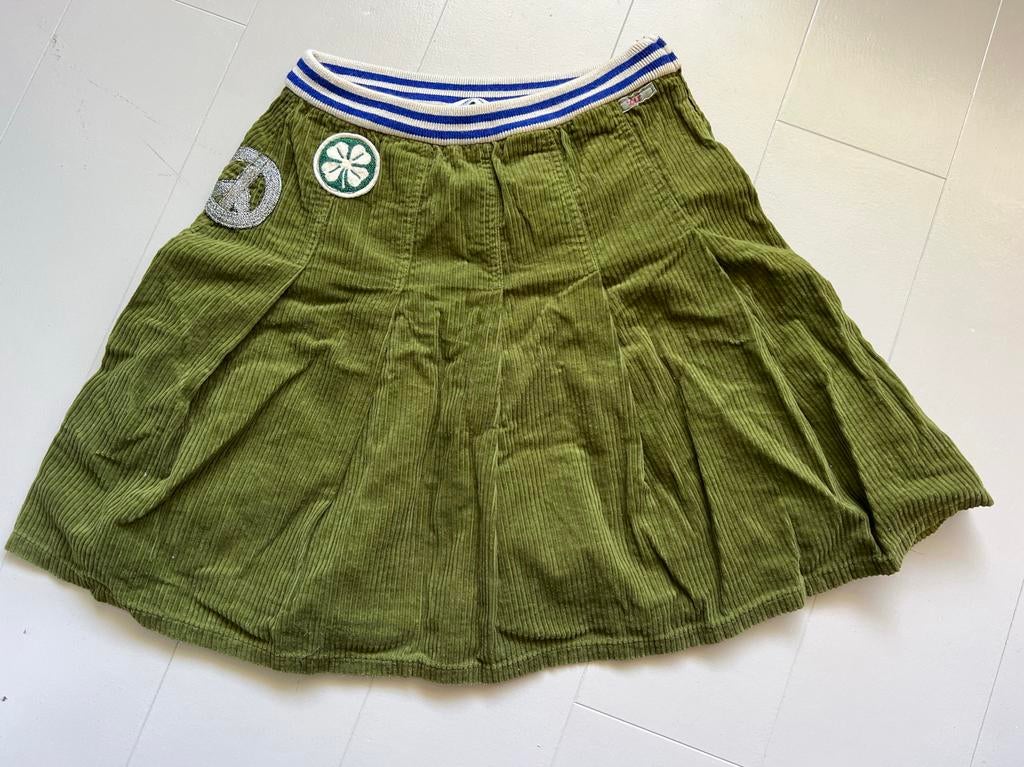 Bellerose rok maat 10 maat 140- Groen ribfluweel met patches, Ophalen of Verzenden, Meisje, Jurk of Rok