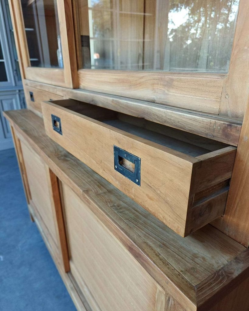 Mooie strakke schoolkast | Teakhouten vitrinekast #7723, -, 200 cm of meer, -, 150 tot 200 cm