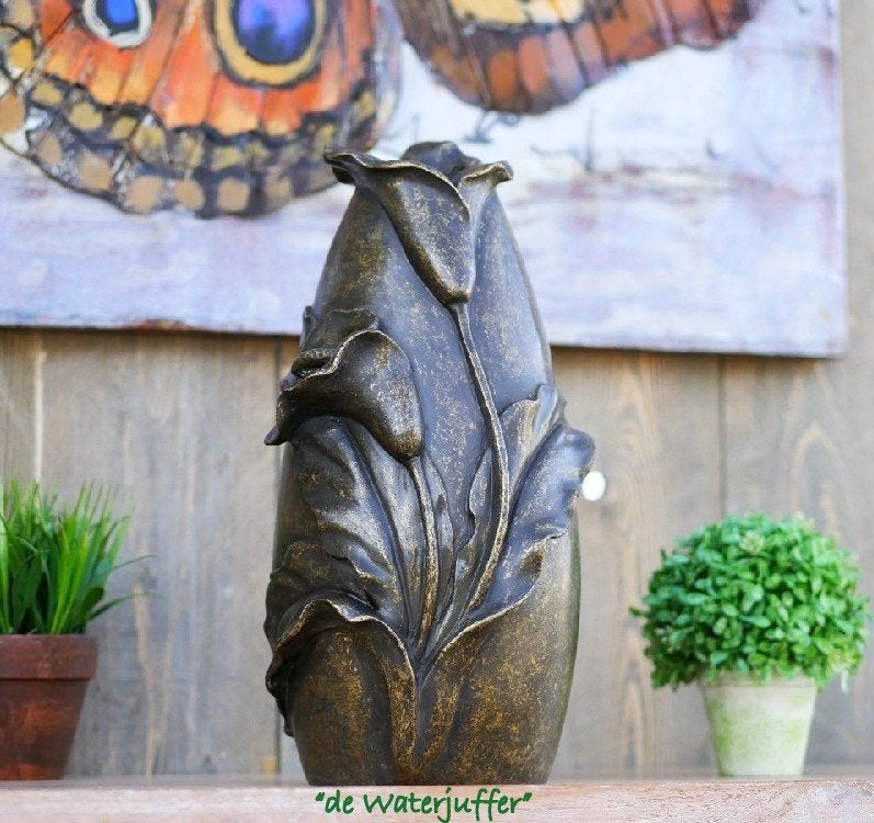 068* bronzen Urne met bloemen (Boven €75 geen verzendkosten), Ophalen of Verzenden, Nieuw, Overige materialen, Overige typen