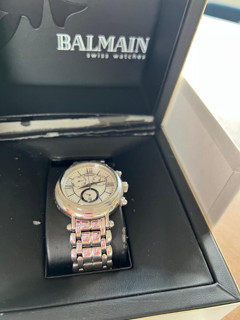 Balmain Swiss watch chronograaf zilver met originele doos, Overige merken, Staal, Staal, Verzenden
