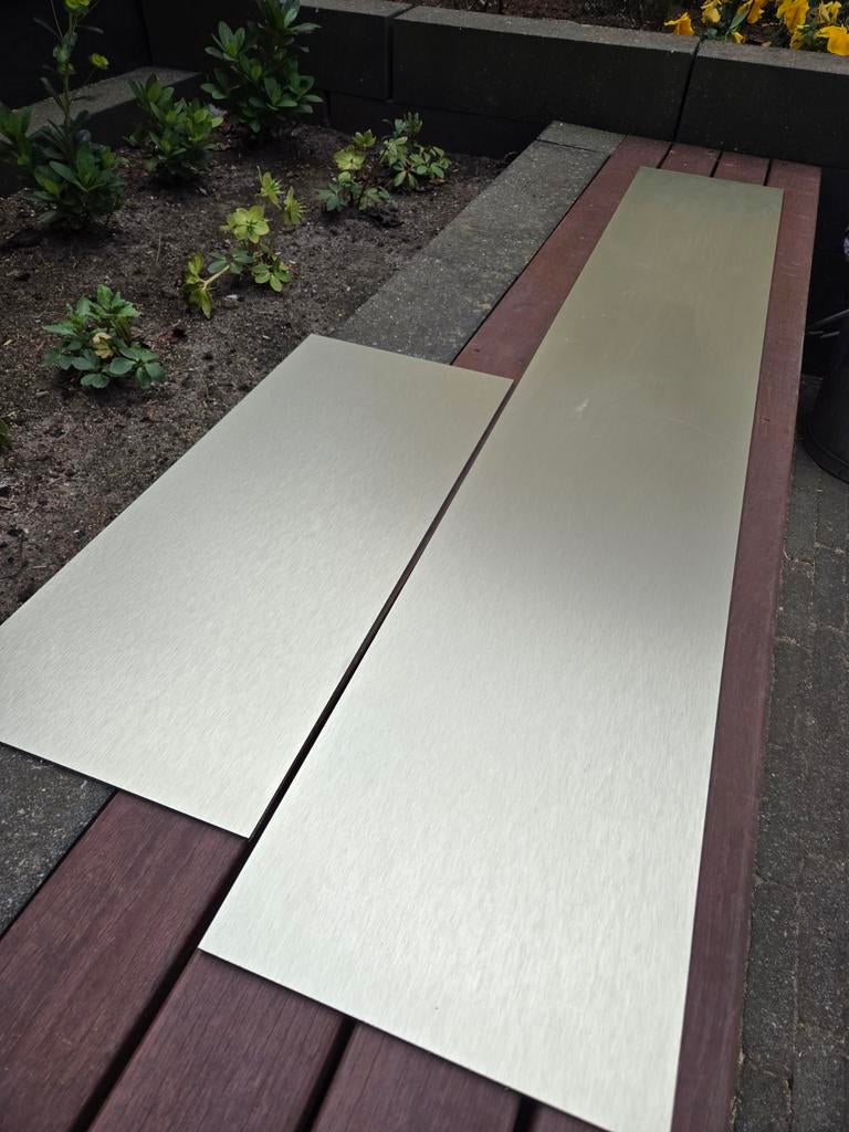 Twee alubond platen goud, 3 mm dik, Doe-het-zelf en Verbouw, Platen en Panelen, Ophalen, Nieuw