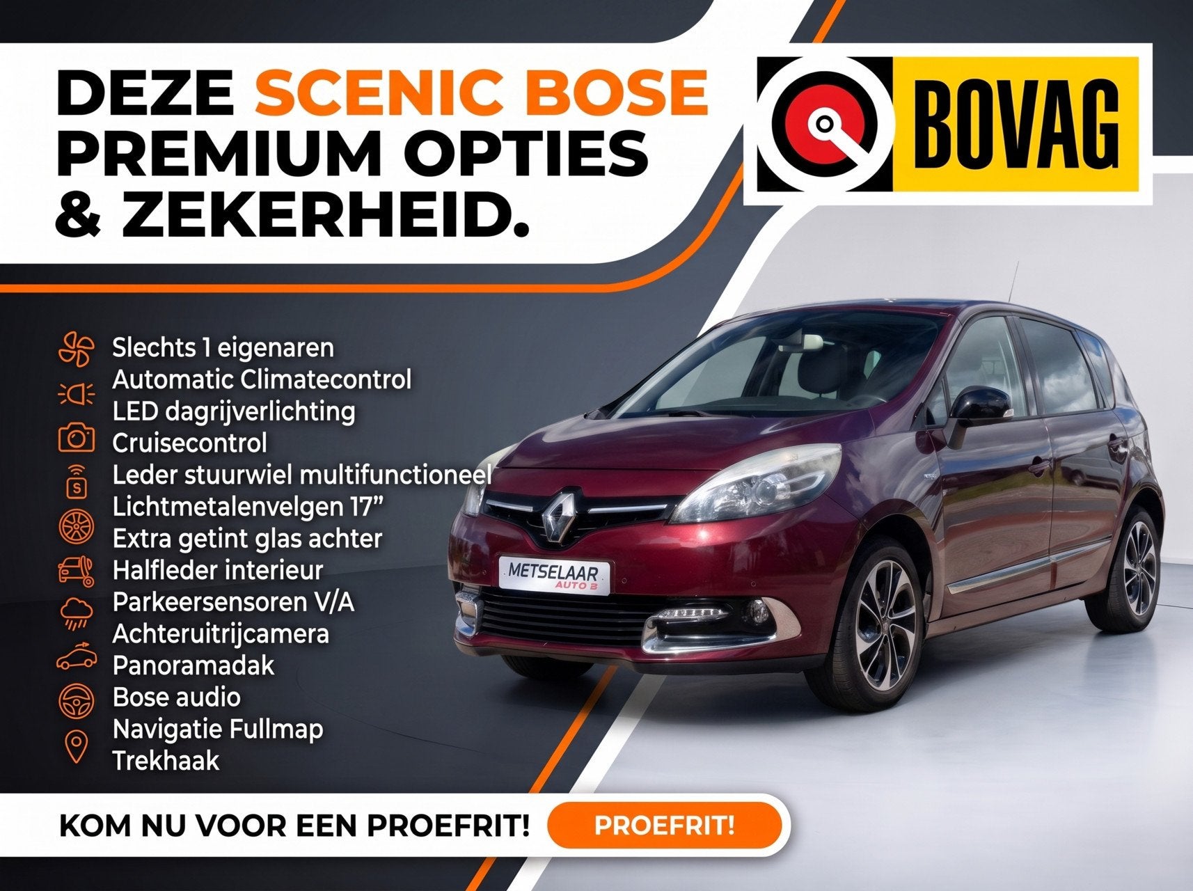 Renault Scenic 1.2 TCe Bose ✅Panodak ✅Trekhaak ✅1e eig, Auto's, Renault, Voorwielaandrijving, Euro 5, Gebruikt, 1295 kg