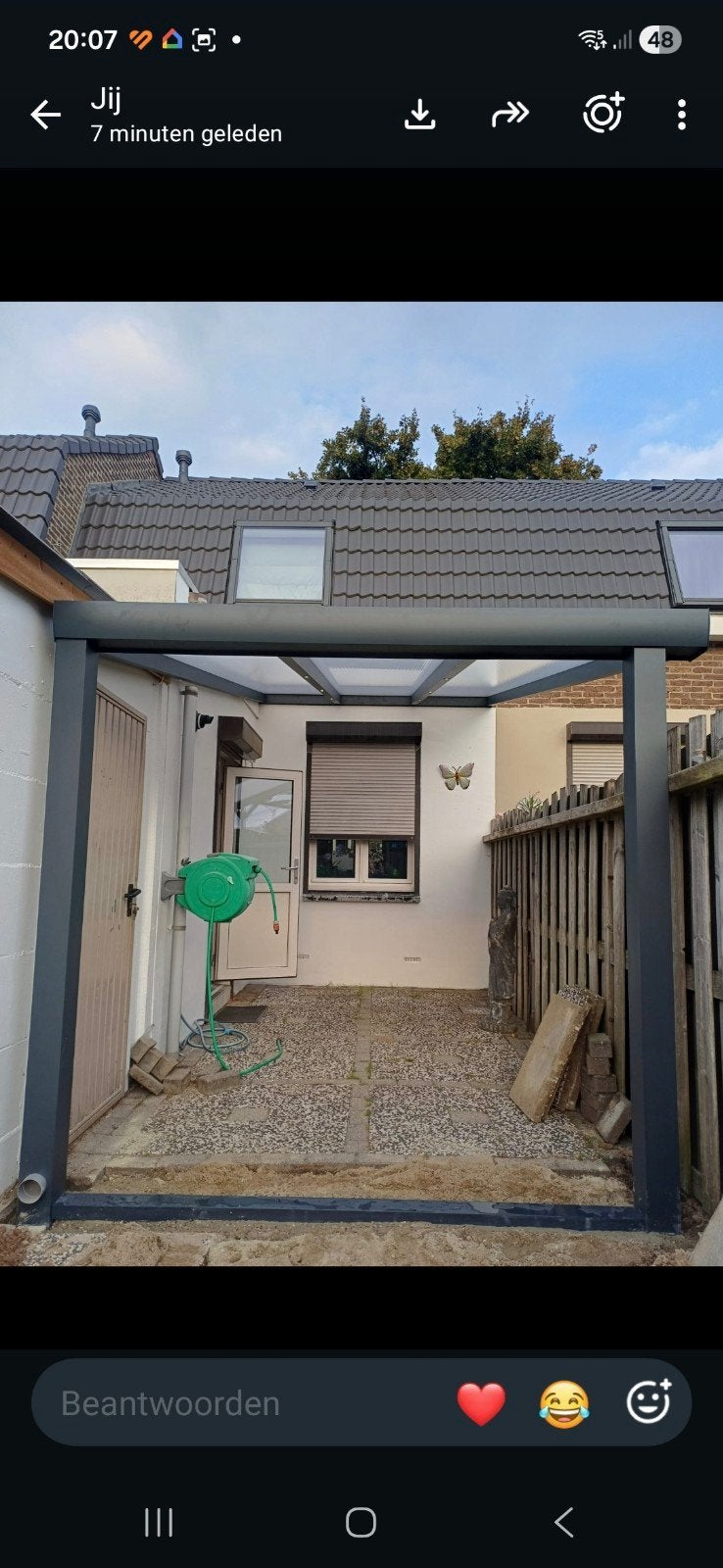 Mooie overkapping met glazen schuifdeuren en rolluik, Ophalen, Zo goed als nieuw, Overige typen