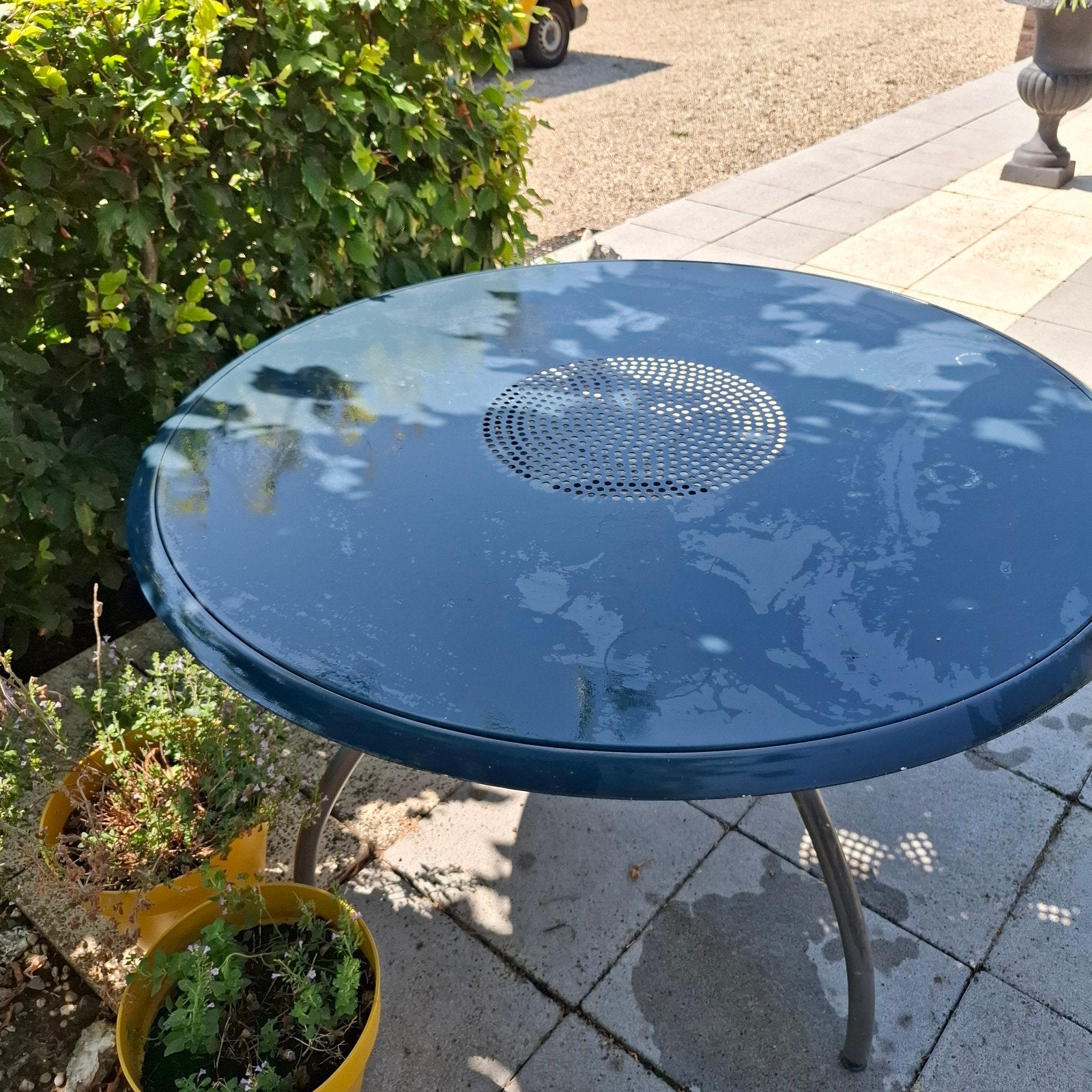 tuintafel, Ophalen, Gebruikt, Rond, Metaal