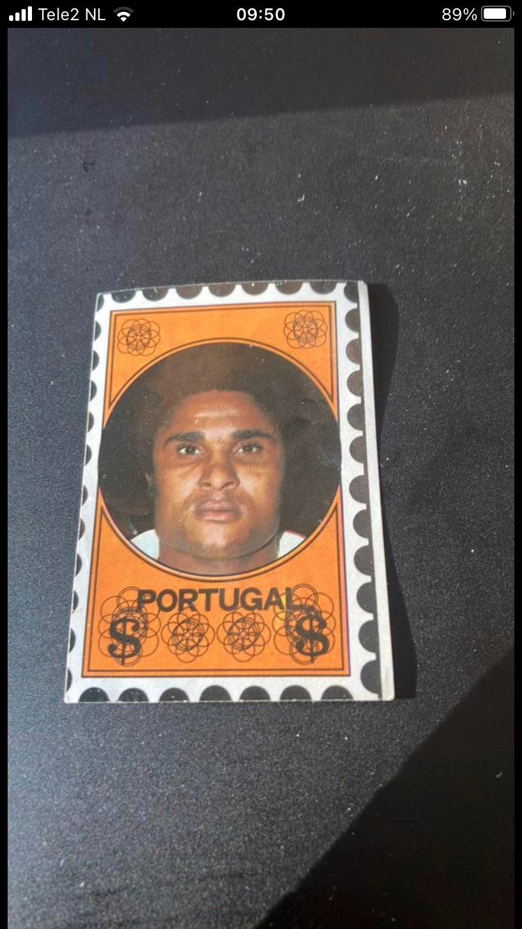 Eusebio panini vanderhout 1972-1973, Ophalen of Verzenden, Gebruikt, Buitenlandse clubs, Poster, Plaatje of Sticker