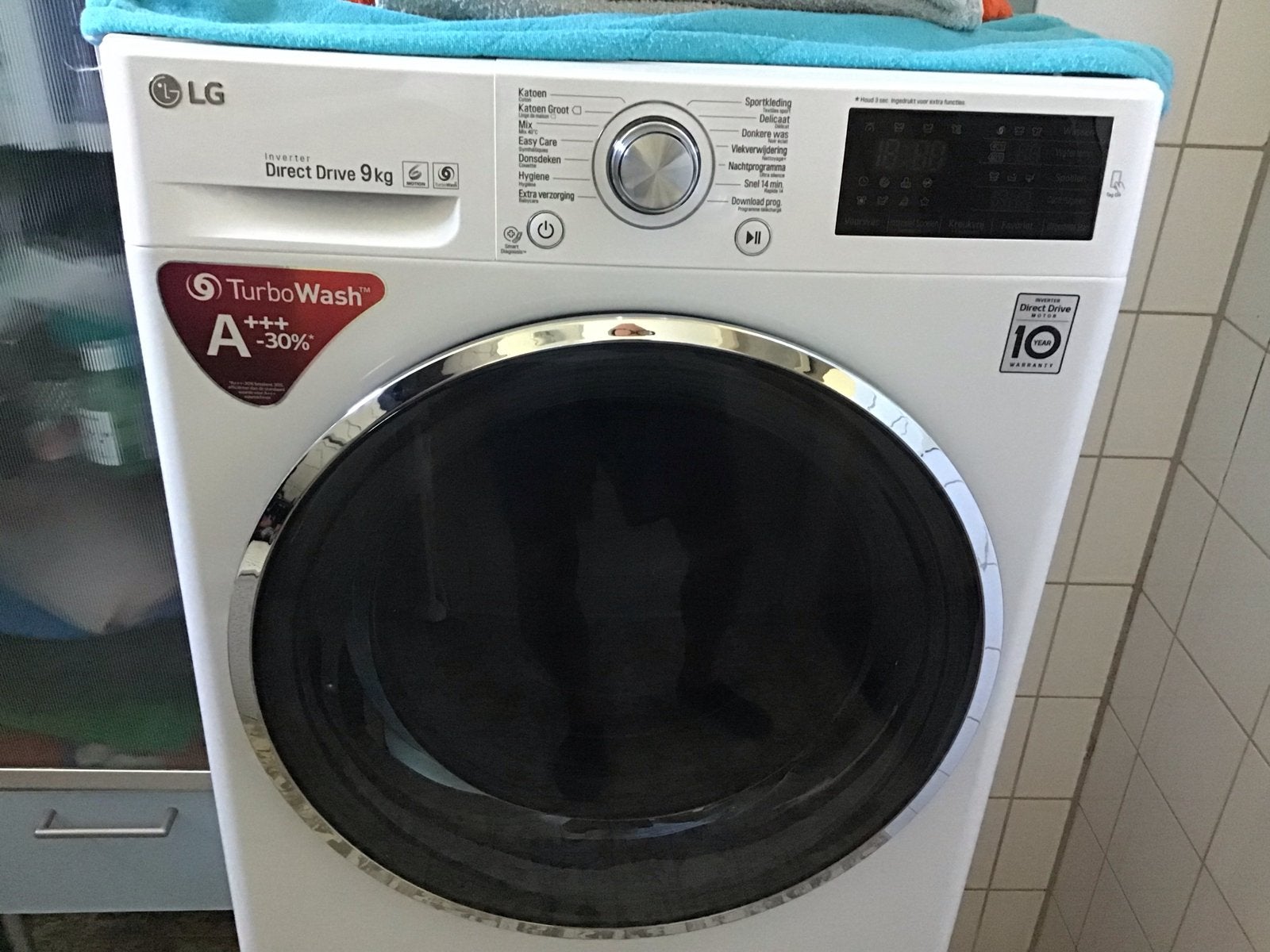 LG Direct Drive 9kg Wasmachine A+++ -30%, Ophalen, 1200 tot 1600 toeren, 8 tot 10 kg, Zo goed als nieuw