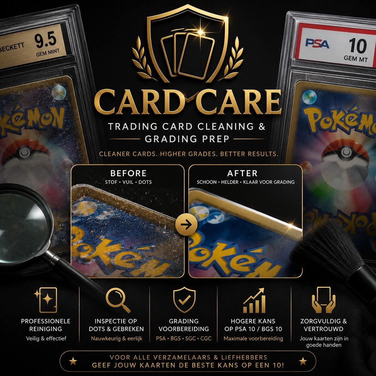 Trading Card Cleaning & Grading Prep, Ophalen of Verzenden