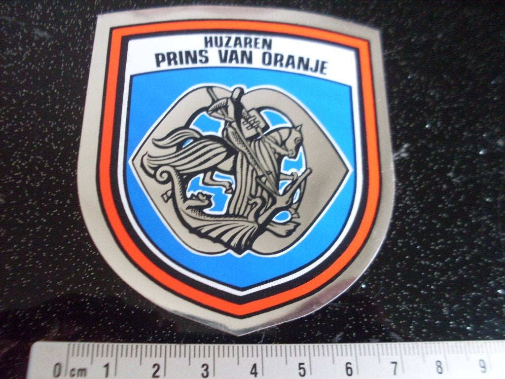 2x folie sticker huzaren prins van oranje logo embleem leger, Verzenden, Zo goed als nieuw, Bedrijf of Vereniging