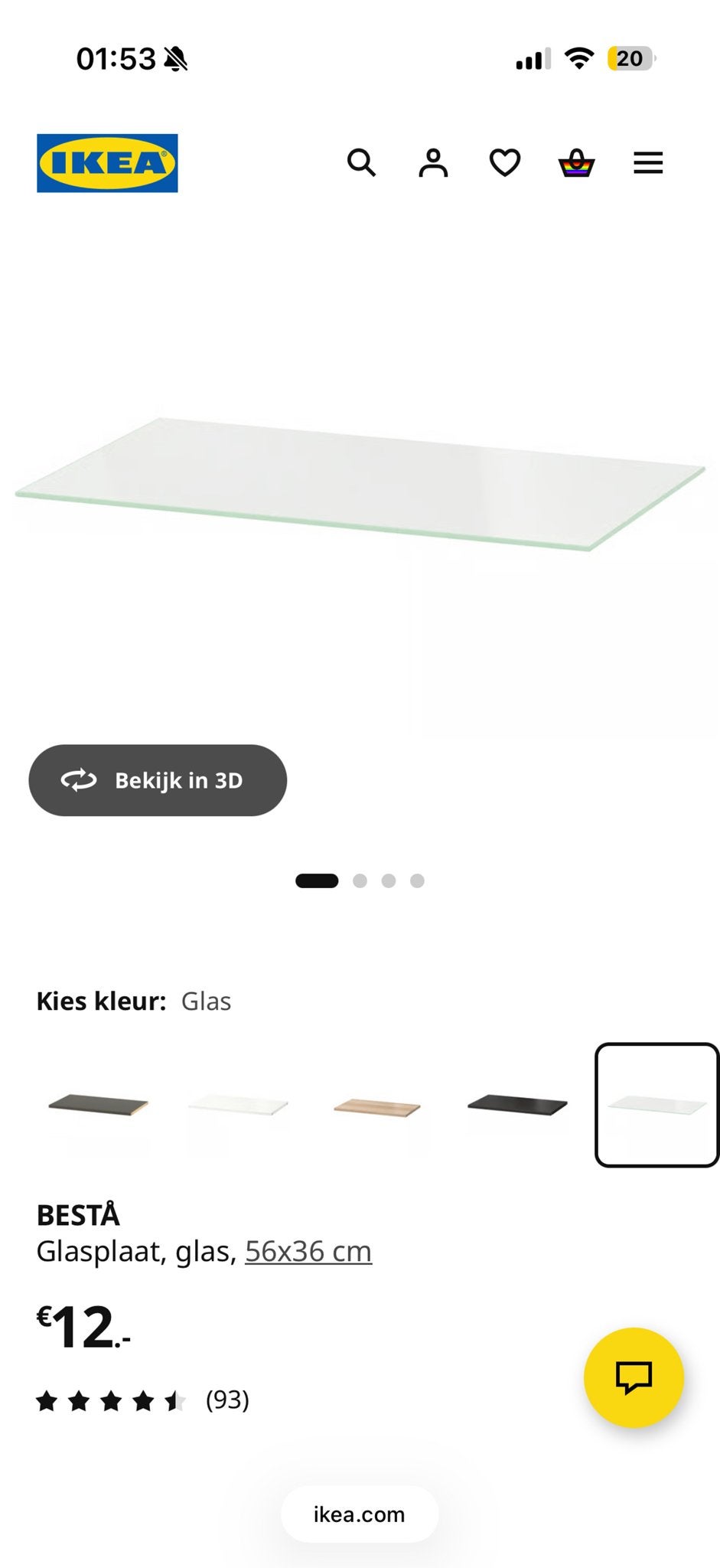 3 IKEA BESTÅ glasplaten met schroeven (56x36 cm), Huis en Inrichting, Woonaccessoires | Overige, Gebruikt, Glas, Meerkleurig, Ophalen