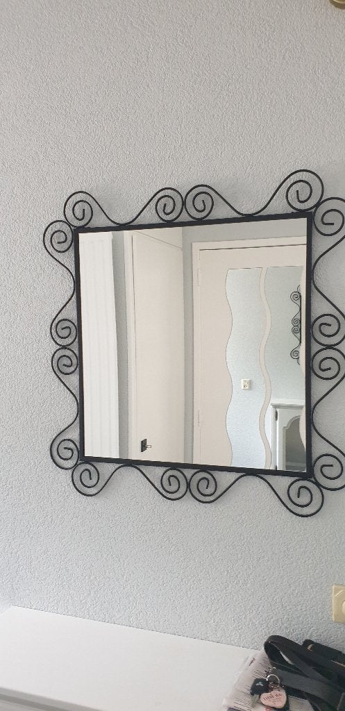 Spiegel Ikea vierkant metalen rand Uiterlijk 20/10, Ophalen, Gebruikt, Vierkant, Minder dan 100 cm