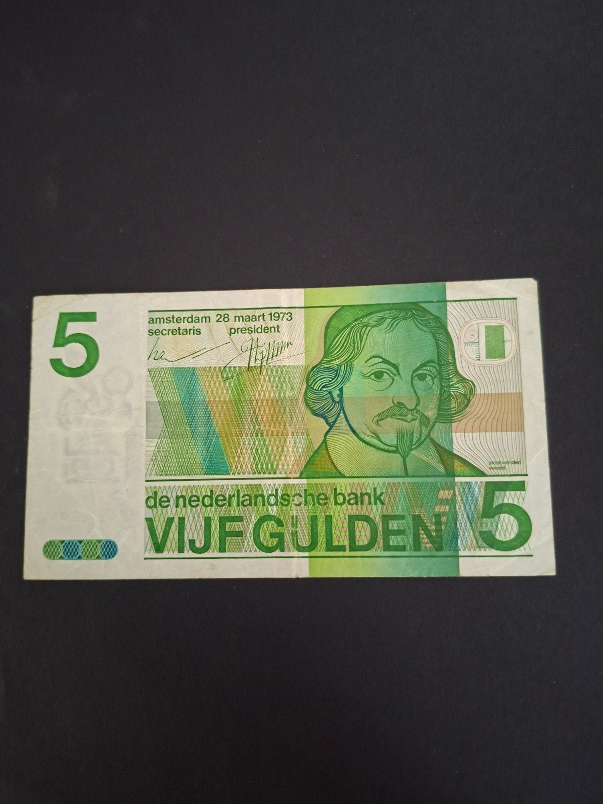 5 gulden Vondel II uit 1973 in ZF
Serie nummer 3749122944
PL, Verzenden, 5 gulden, Los biljet