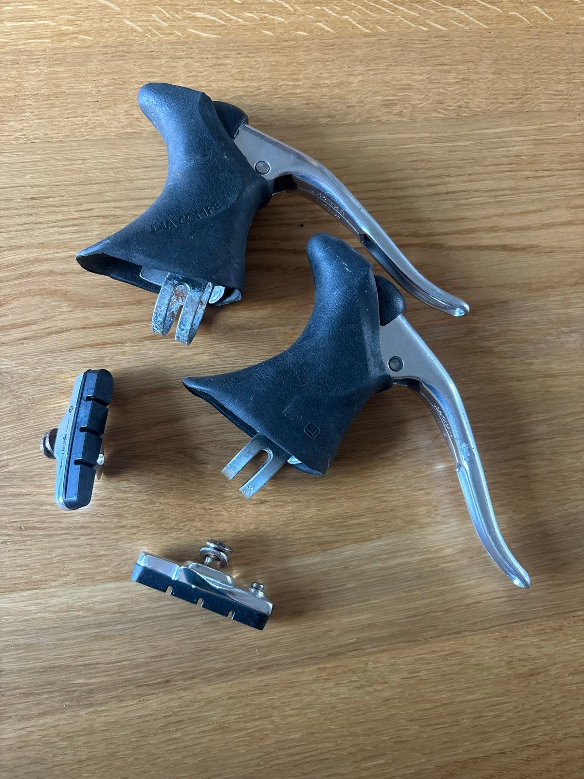 Vintage Dia-Compe aero remhendels racefiets + remblokken, Remmen, Gebruikt, Ophalen of Verzenden, Aluminium
