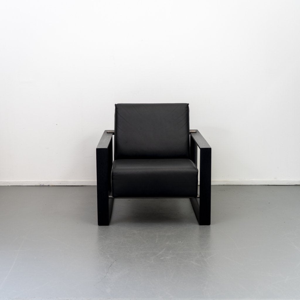 Montis Dickens Fauteuil Zwart Leer - Zwart Chroom, Huis en Inrichting, Niet ingevuld, Zo goed als nieuw, Niet ingevuld, Niet ingevuld