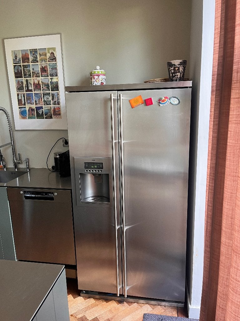 ATAG koel-vriescombinatie in RVS, Ophalen, Gebruikt, 200 liter of meer, 60 cm of meer