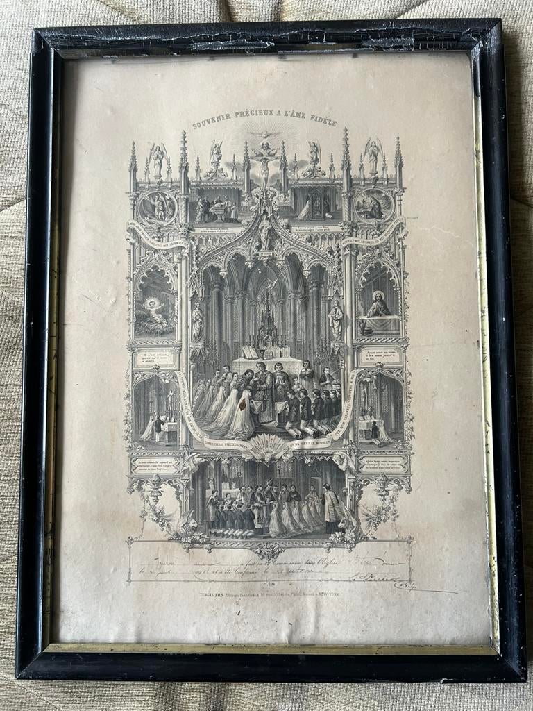 Antiek Herdenkings Certificaat katholiek., Ophalen of Verzenden