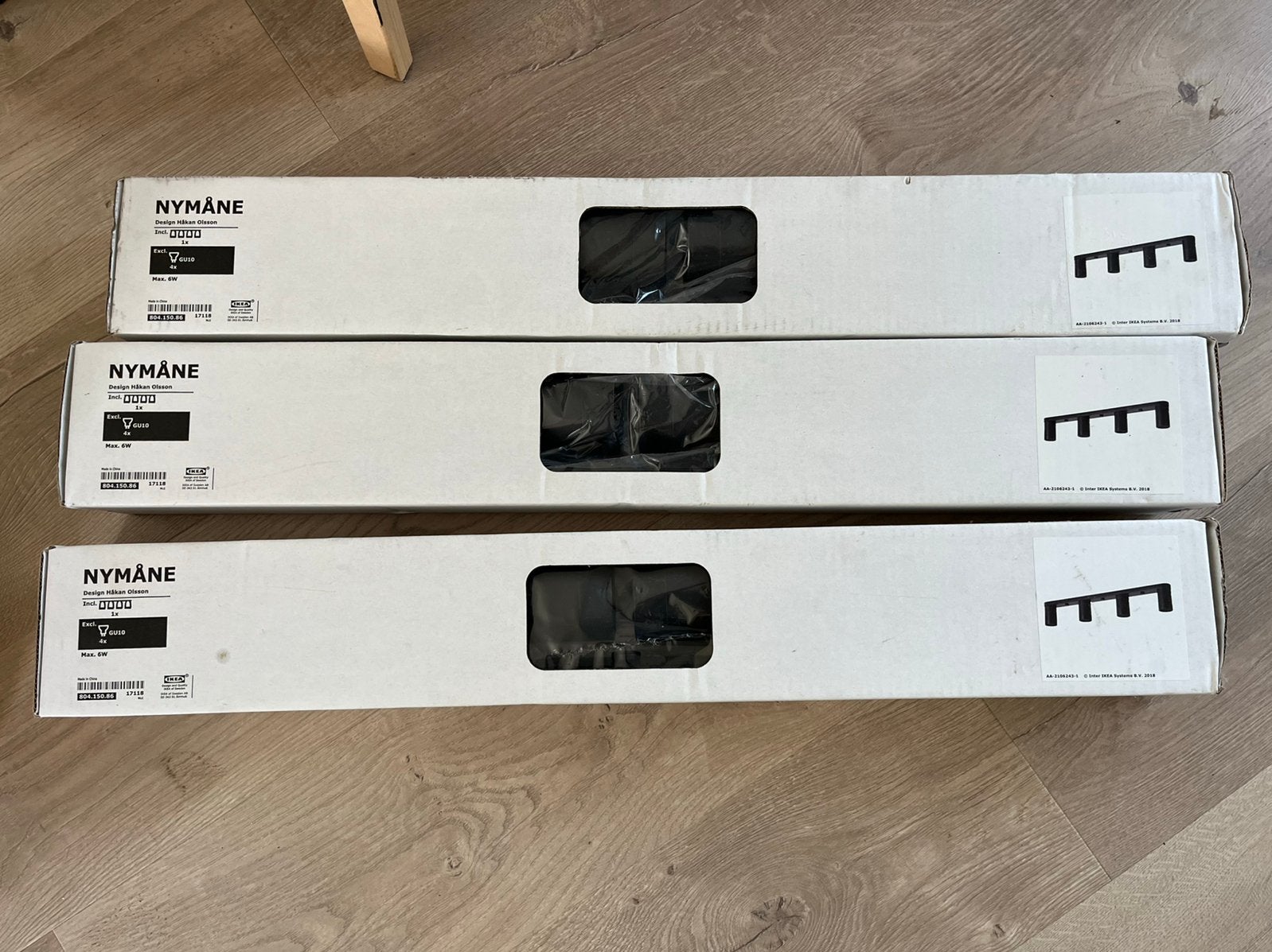3x Ikea Nymane plafondspot met 4 spots antraciet/zwart NIEUW, Metaal of Aluminium, Nieuw, Ophalen of Verzenden, Modern