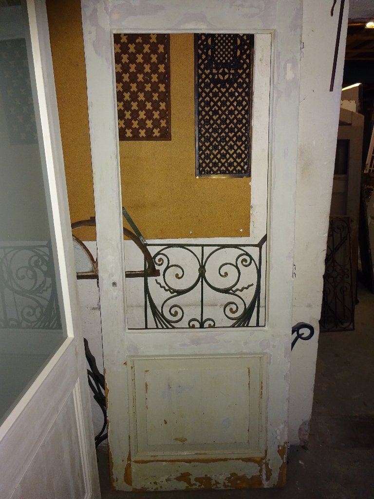 1 st authentieke 2-vlaks paneeldeur, met glasopening, 82x210, Ophalen, Gebruikt, Wit, Vintage