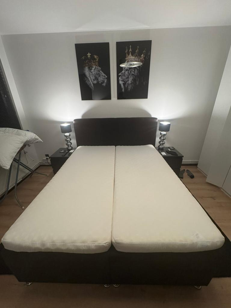 Boxspring met opbergruimte 160x200, Ophalen, Tweepersoons, Zo goed als nieuw, 200 cm