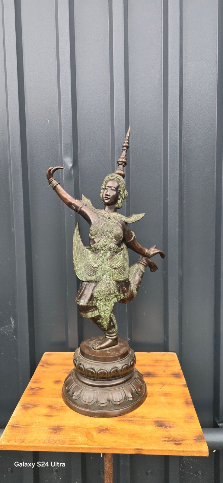 Groot bronzen beeld Thaise danseres op lotusbloem - 90 cm, Ophalen of Verzenden