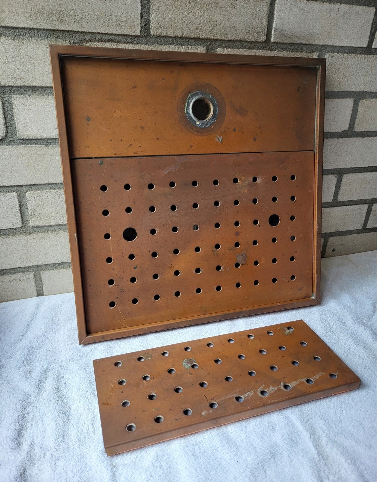 Vintage Koperen Lekbak (op Hout) rooster biertap rood koper, Ophalen, Koper