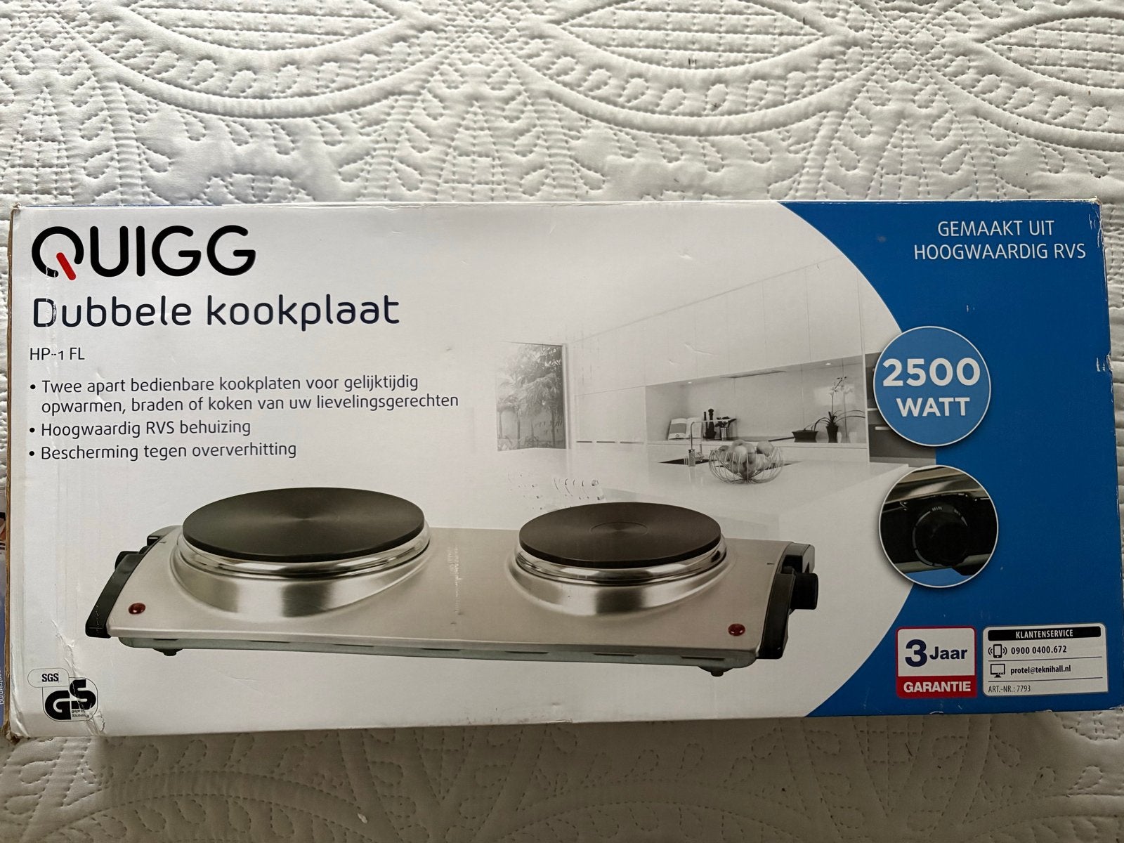 Quigg Dubbele Elektrische Kookplaat RVS - Zo goed als nieuw, 3 kookzones of minder, Ophalen of Verzenden, Zo goed als nieuw, Vrijstaand