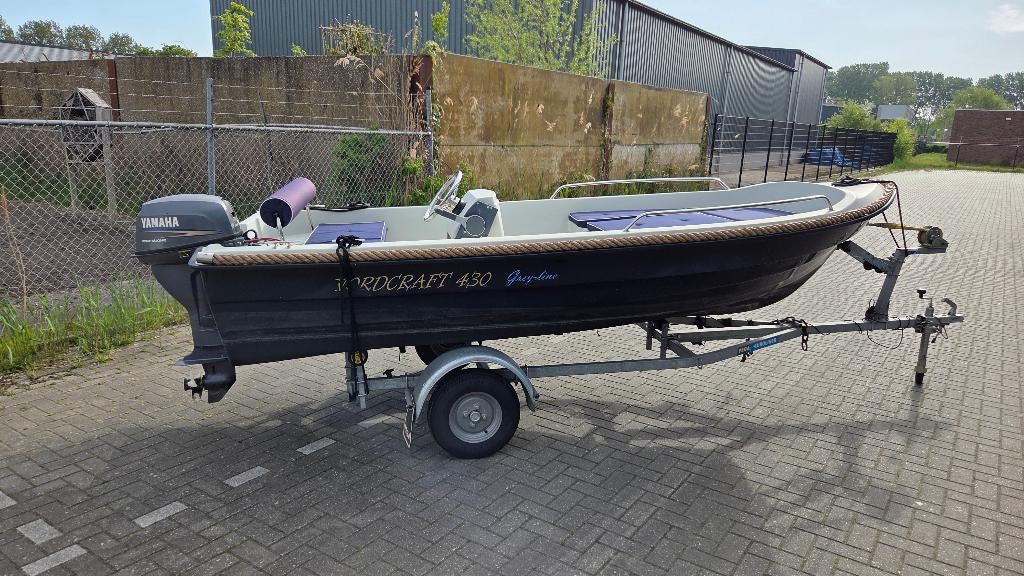 Nordcraft 430 Grey-line met 9.9Pk Yamaha motor (en trailer), Watersport en Boten, Ophalen, Gebruikt, Buitenboordmotor, Polyester