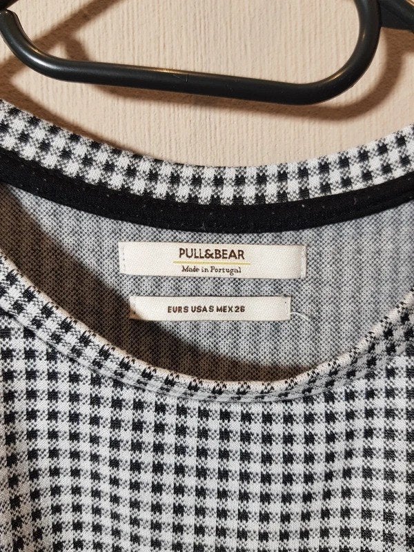 Pull&bear Geruite A-Lijn Jurk / T-shirt Jurk (Maat S), Fashiontiek, Zwart, Ophalen of Verzenden, Zo goed als nieuw