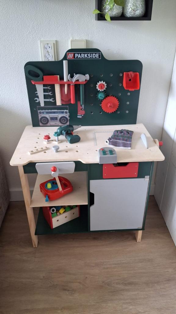 Parkside kinderwerkbank met elektrische boor en gereedschap, Ophalen, Zo goed als nieuw, Jongen of Meisje