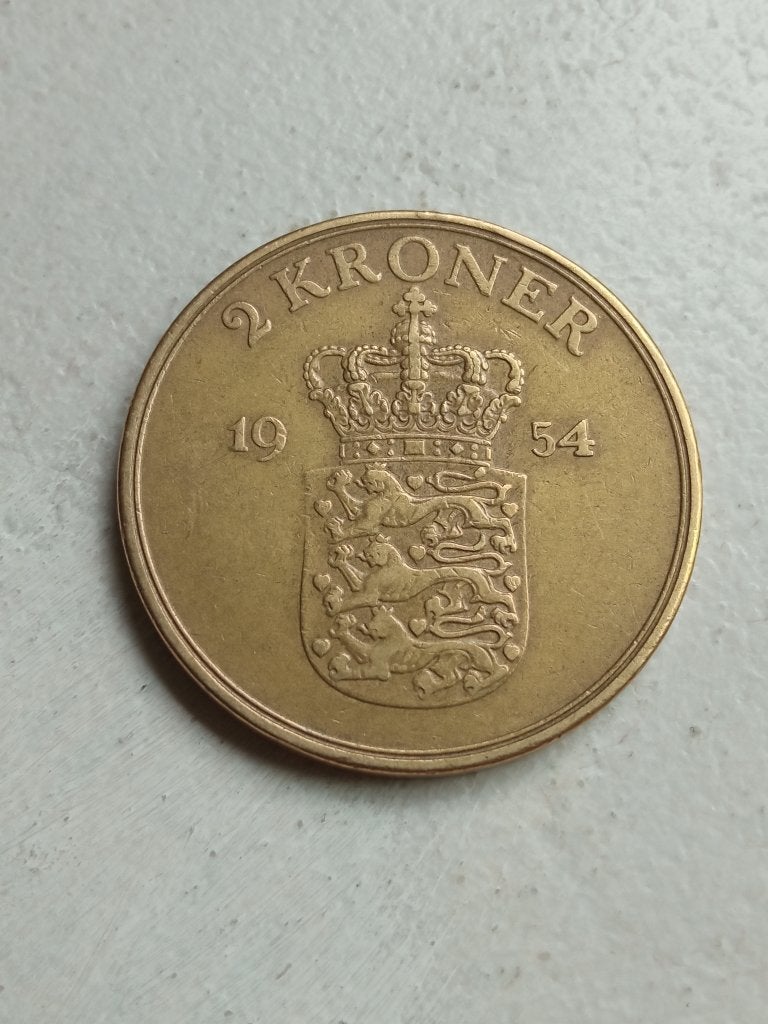 Denemarken 2 kronen 1954., Ophalen of Verzenden, Overige landen, Losse munt