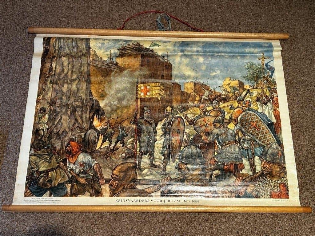 Kruisvaarders voor Jeruzalem, 1099, Antiek en Kunst, Antiek | Schoolplaten, Ophalen of Verzenden, Geschiedenis