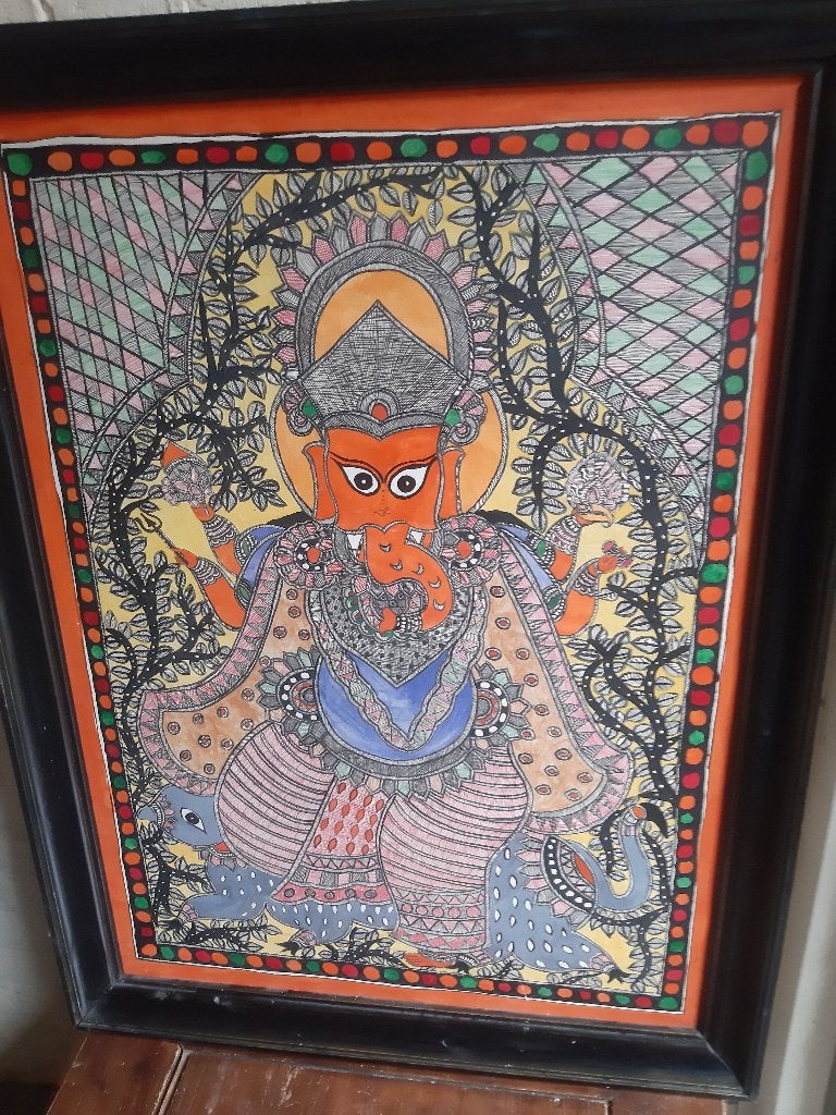 Schilderij handgeschilderd: ’Gasesha’ Aquarel in mooie lijst, Ophalen, Acrylverf, Doek, Surrealisme