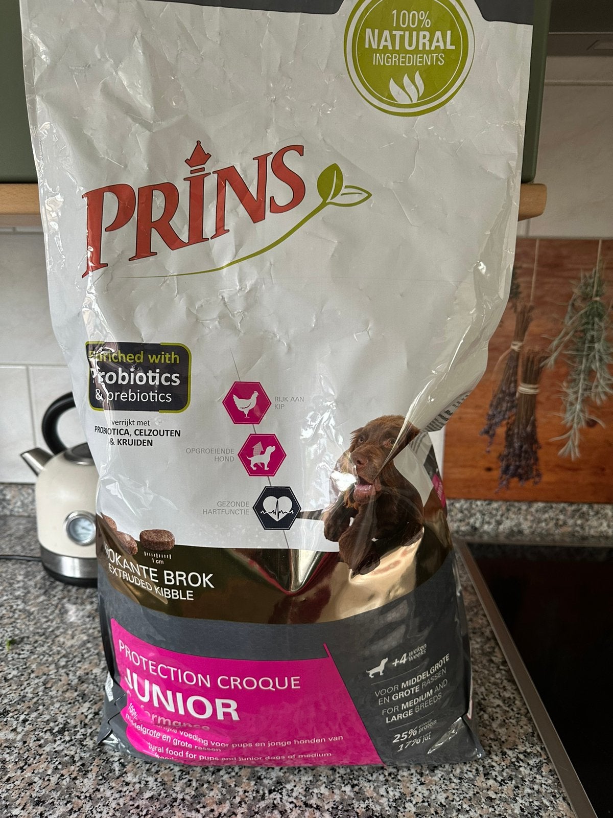 Nieuwe zak voer Prins, Ophalen, Hond